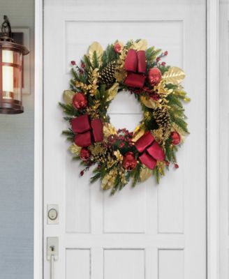 Puleo 26" Pre-Lit Artificial Adorned Christmas Wreath