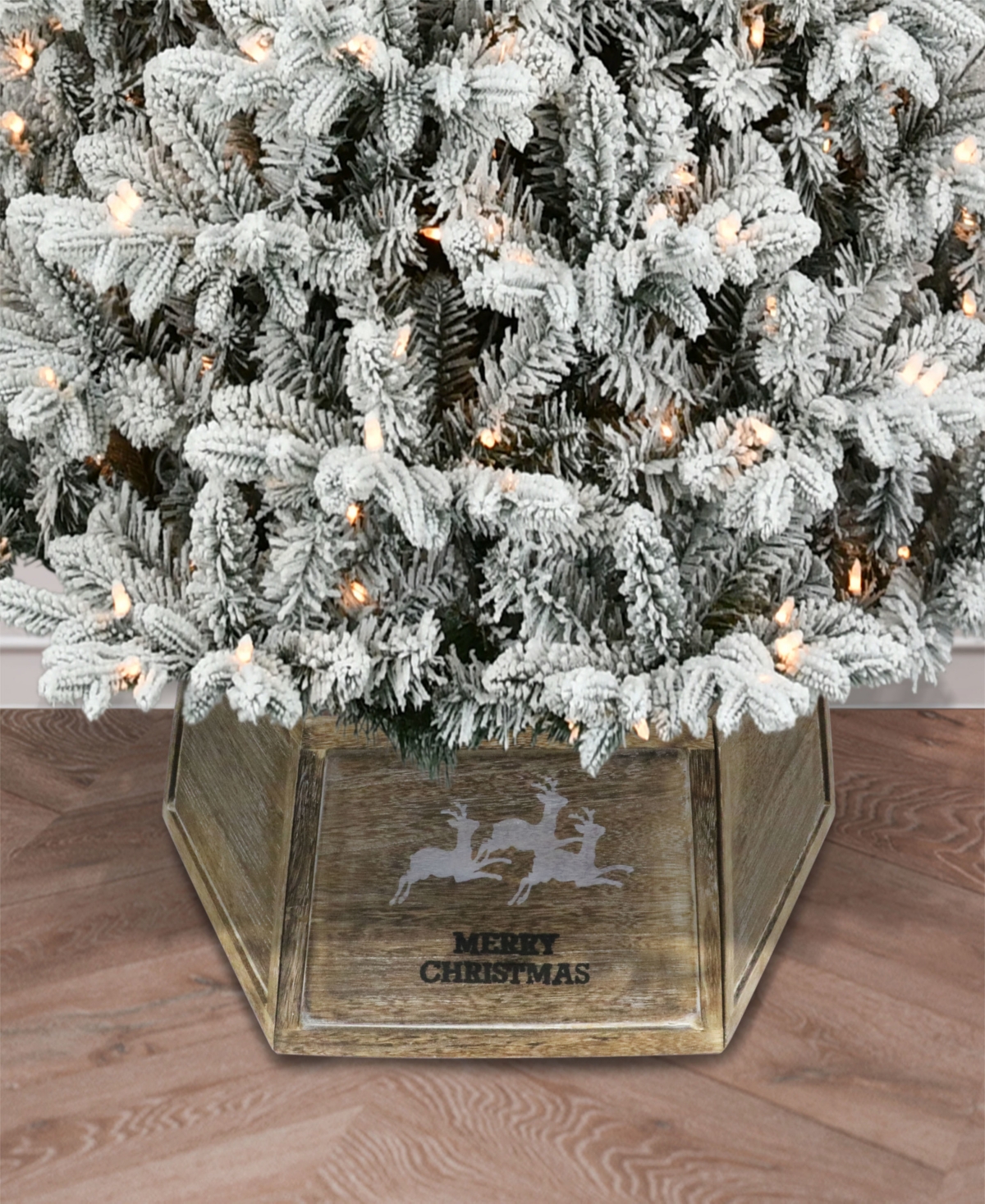 Puleo 31.5" Wood Christmas Tree Collar In Brown