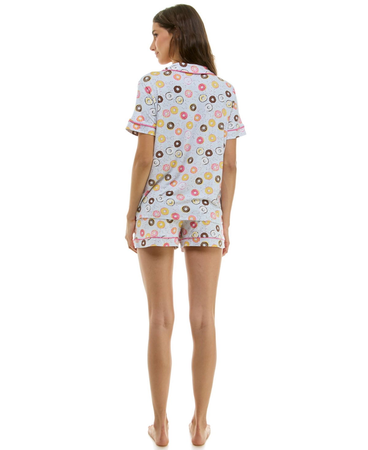 Derek Heart Women's Printed Top And Shorts Set In Blue