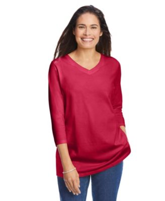 Women's Within Perfect Three-Quarter Sleeve V-Neck Tee