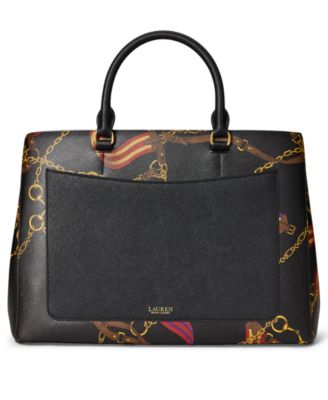 Plaid Leather Large Hanna Satchel Bag