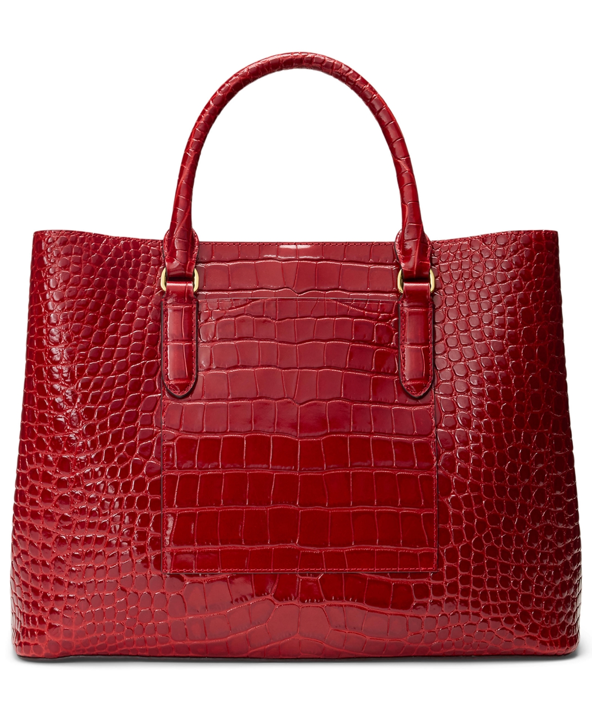 Ralph Lauren Marcy Large Embossed Leather Satchel Bag In Red