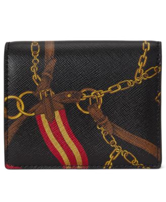 Boxed Belting-Print Leather Compact Wallet 
