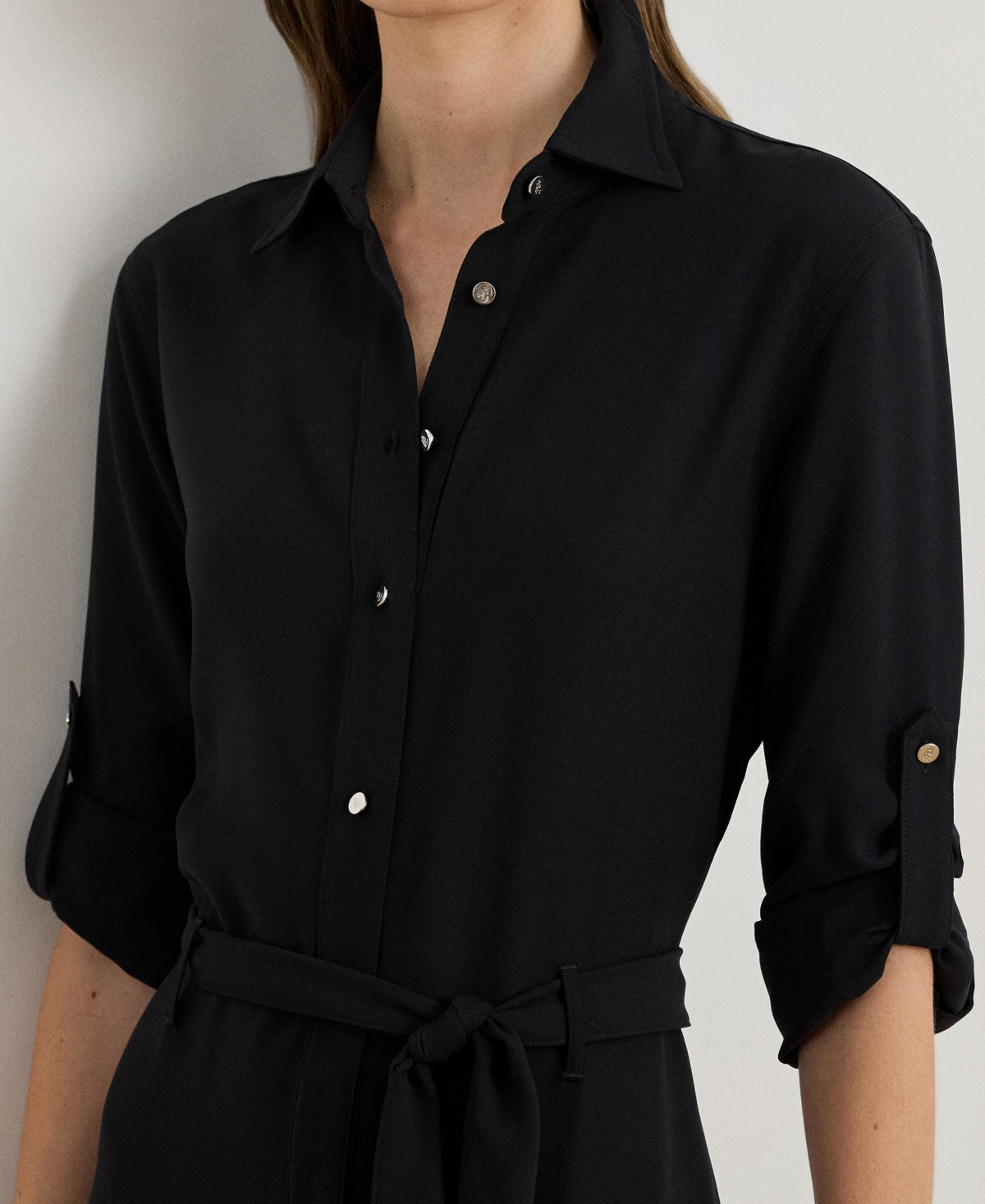 Ralph Lauren Women's Belted Shirt Dress In Black
