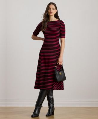 Lauren Ralph Lauren - Women's Striped Stretch Cotton Midi Dress
