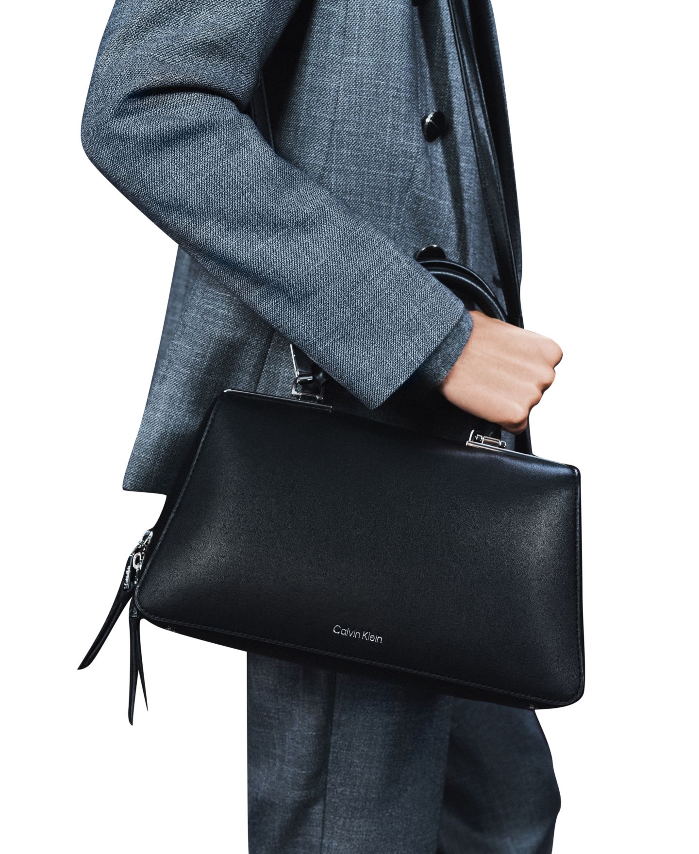 Женская сумка Calvin Klein Lori Top Zipper Convertible Satchel, цвет: Чёрный — фото 8