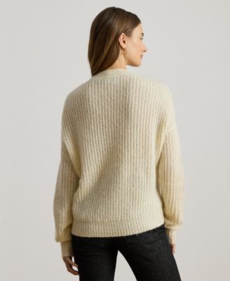 Women's Sequined Rib-Knit V-Neck Sweater