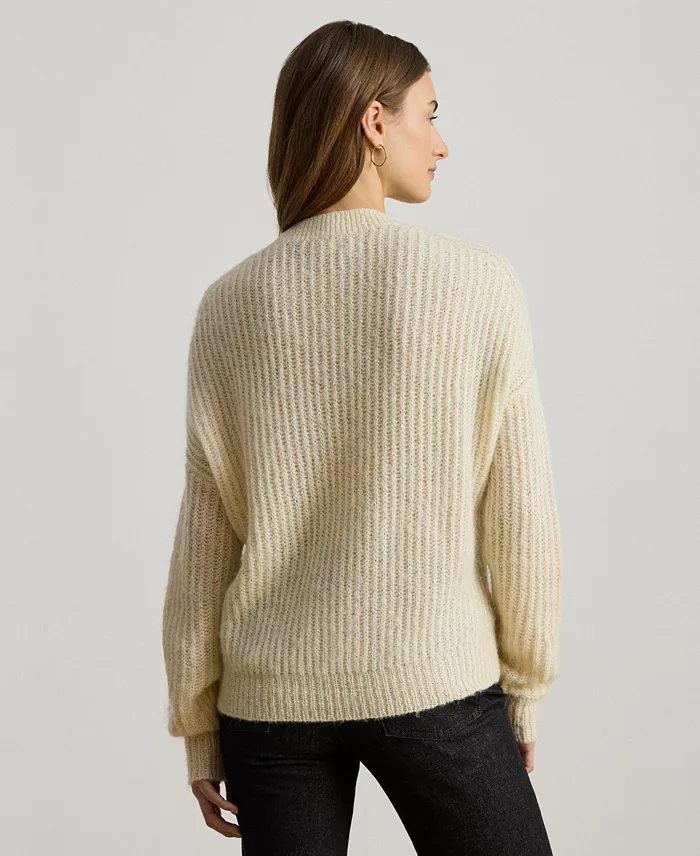Women's Sequined Rib-Knit V-Neck Sweater - thumbnail 10