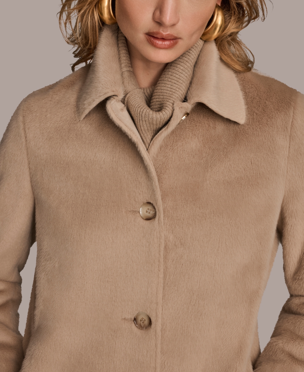 Donna Karan New York Women's Button Front Maxi Coat