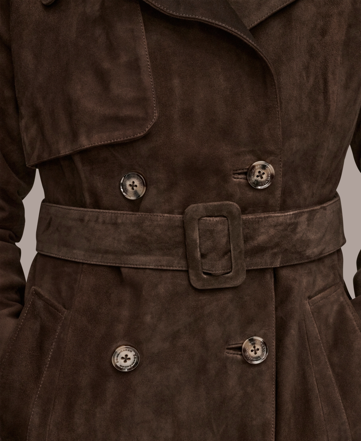 Donna Karan Women's Double Breasted Belted Trench Coat In Brown