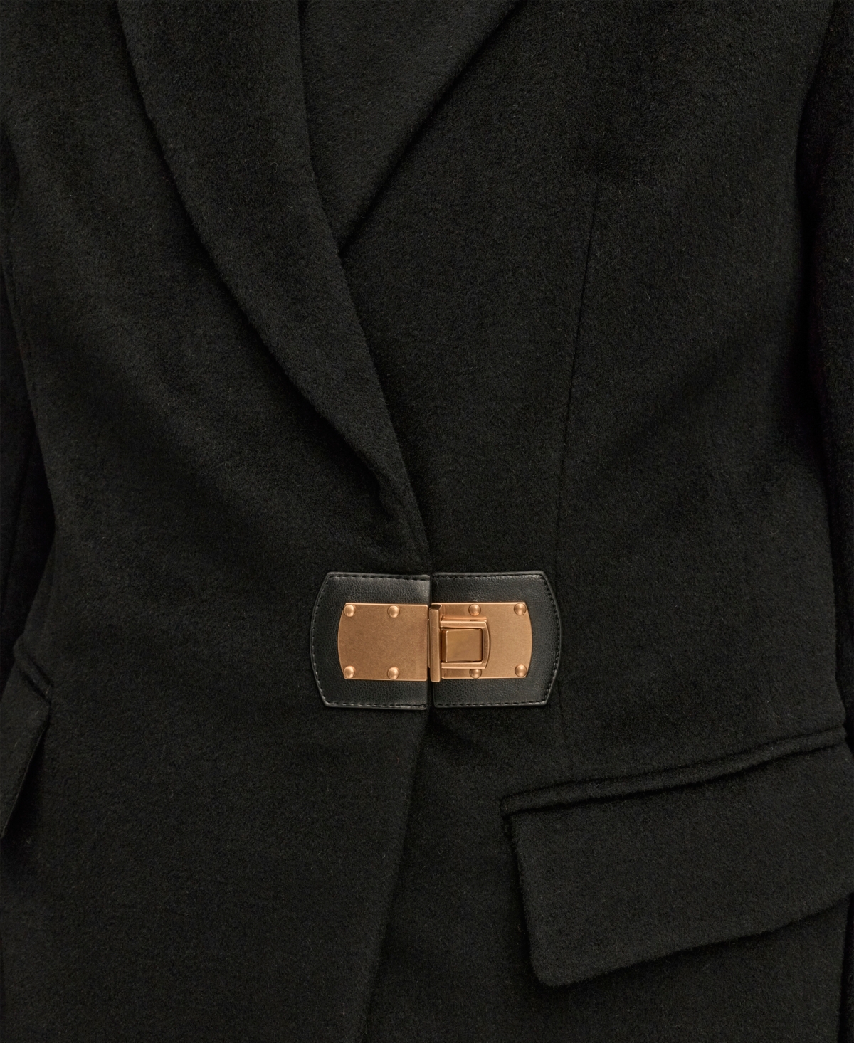Donna Karan Women's Buttoned Notch Collared Coat In Black