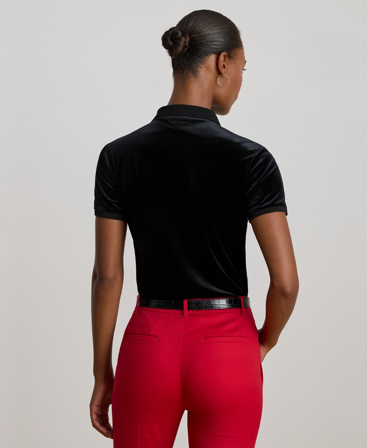 Lauren Ralph Women's Beaded-Logo Stretch Polo Shirt
