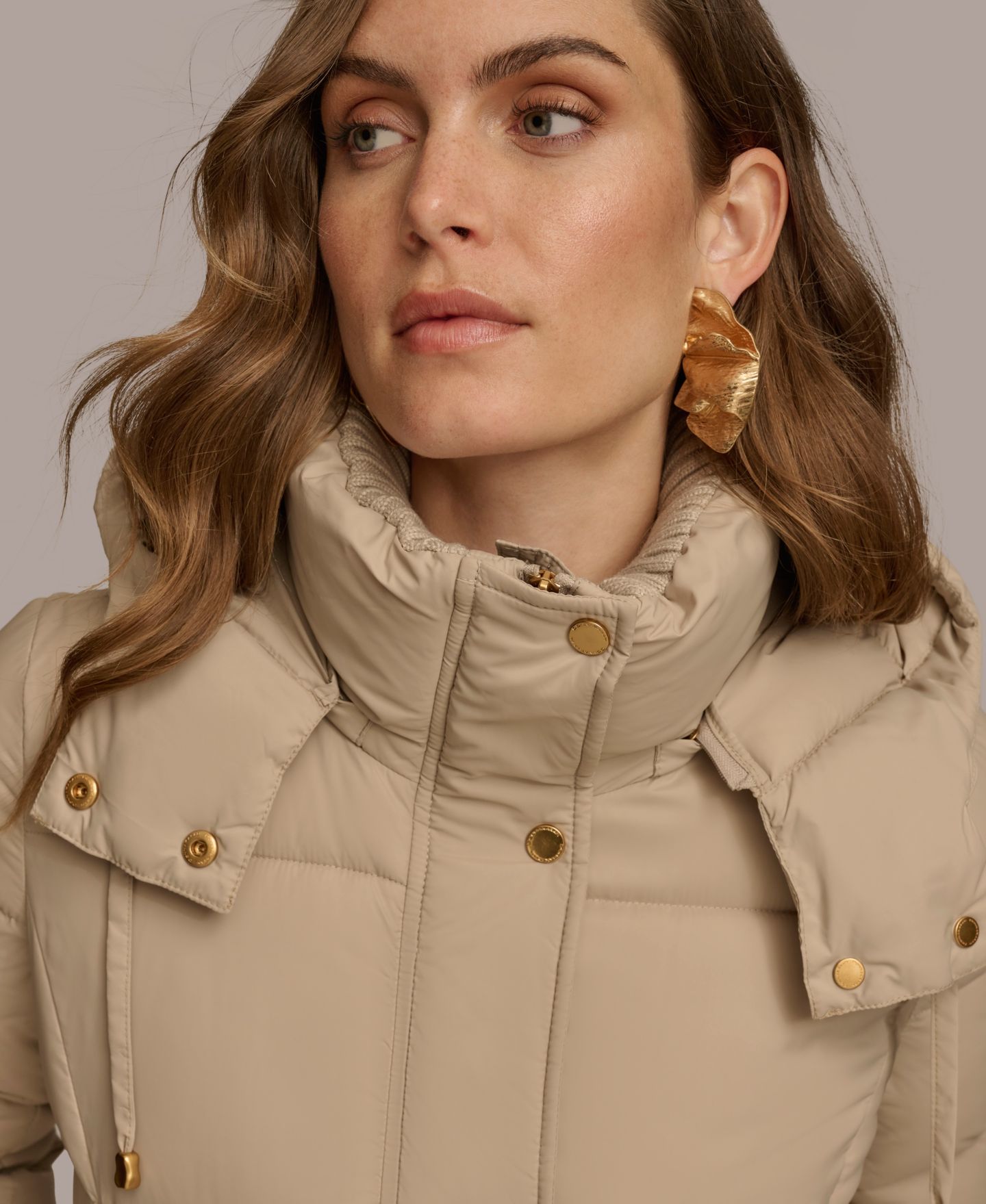 Женская куртка Donna Karan New York Hooded Puffer, цвет: Тёмный серо-коричневый — фото 8