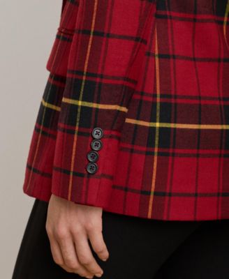 Women's Plaid Long Sleeve Blazer