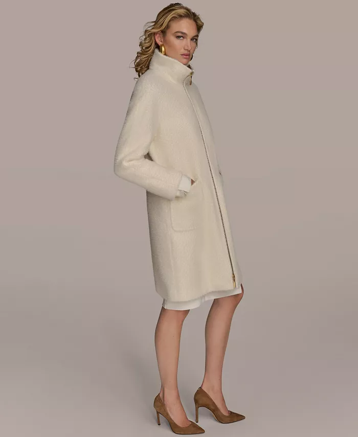 Women's Zip Front High Collared Coat - thumbnail 6