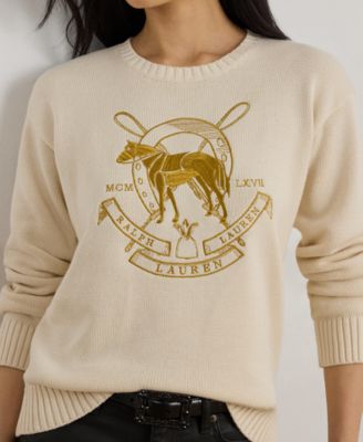 Women's Embroidered Crewneck Knit Sweater