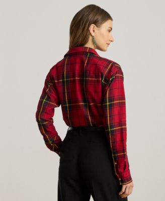 Women's Relaxed Fit Checked Plaid Shirt