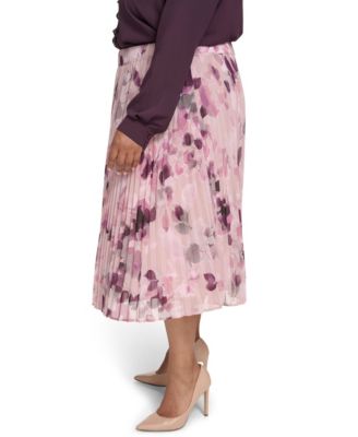 Plus Size Printed Midi Skirt