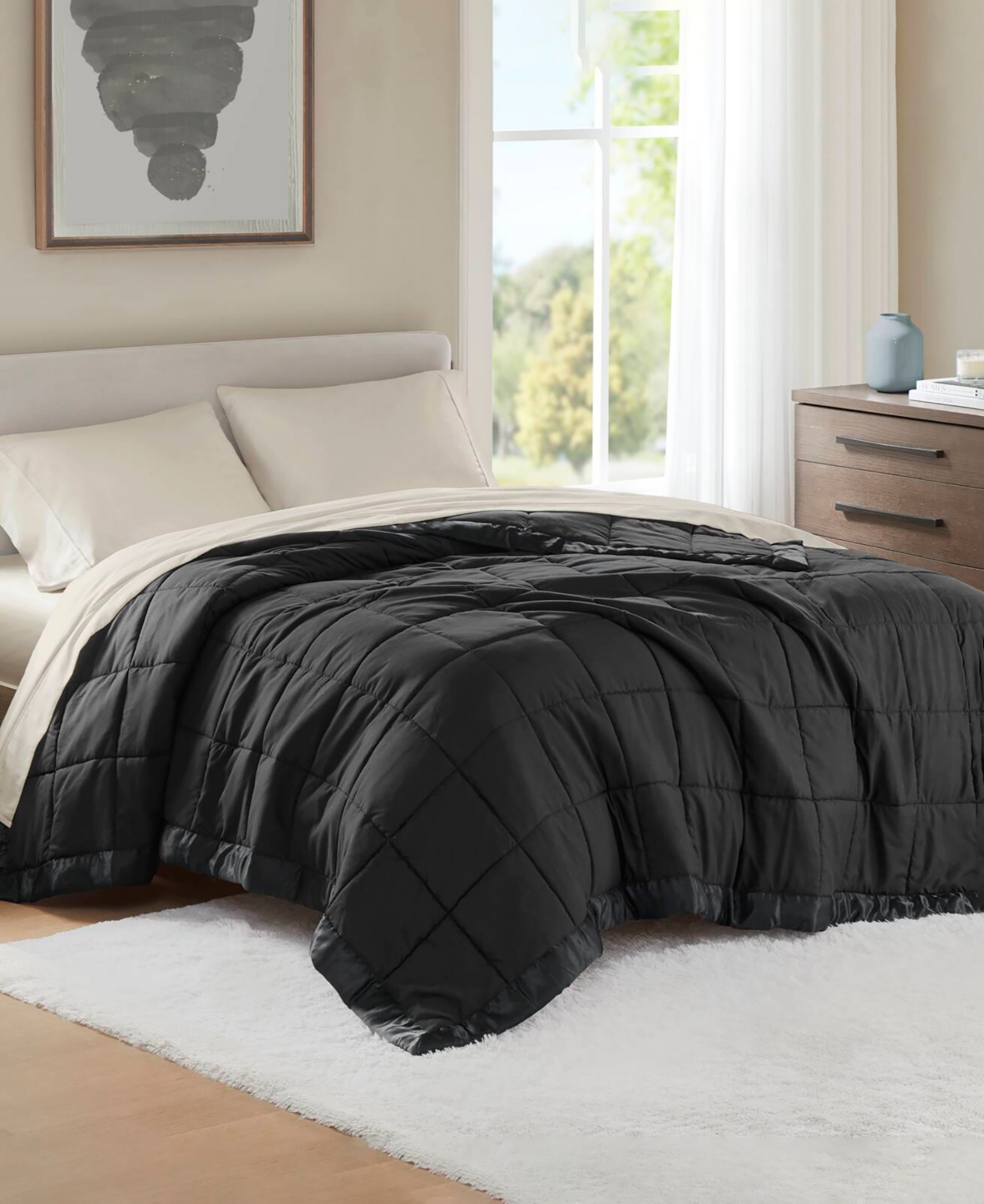Madison Park Windom Lightweight Down Alternative Satin Trim Blanket