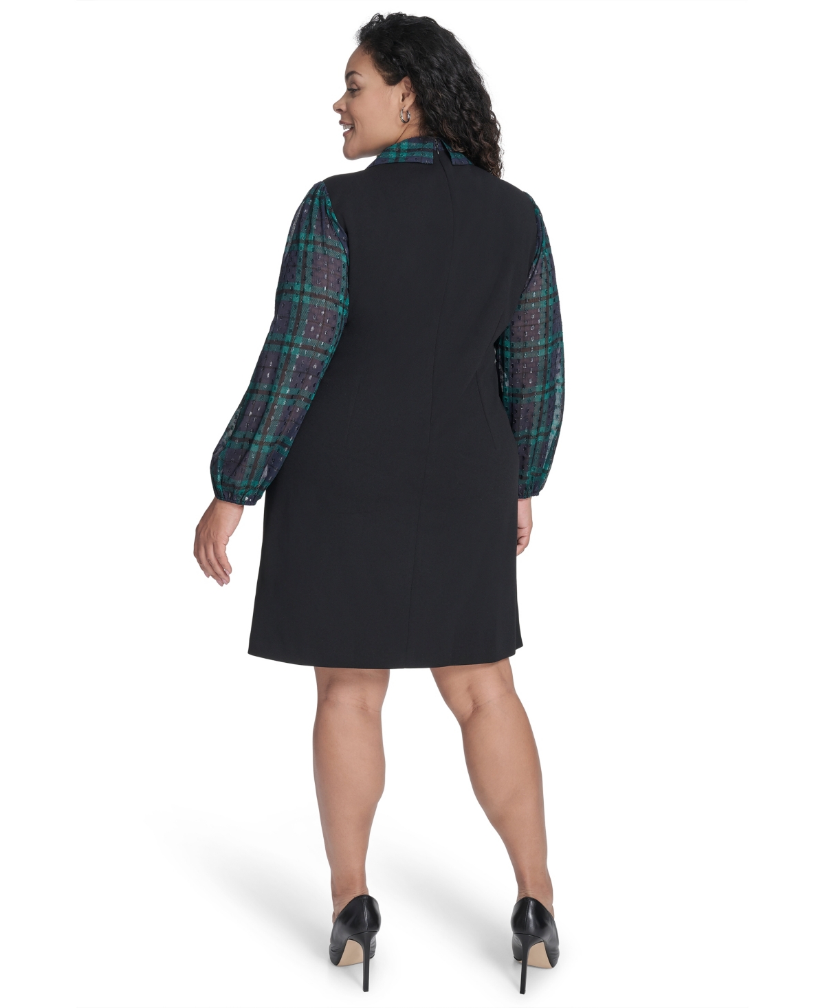 Tommy Hilfiger Plus Size Long Sleeve A-line Dress In Multi