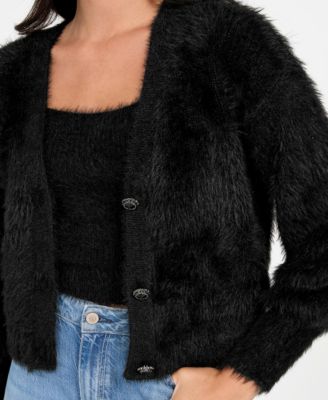 Women's Keyla Rhinestone-Button Cardigan Sweater