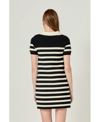 Women's Stripe Collar Mini Dress