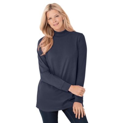 Plus Size Within Perfect Long-Sleeve Mockneck Tee
