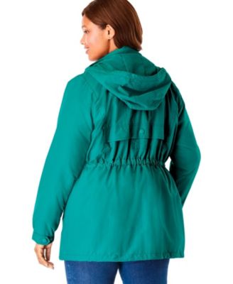 Plus Size Fleece-Lined Taslon Anorak