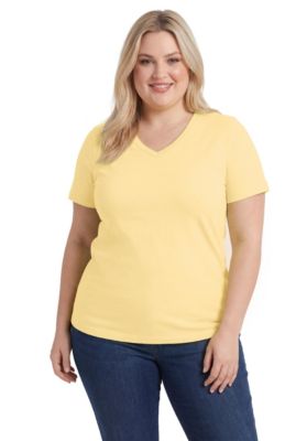 Plus Size Women's Perfect Short-Sleeve Shirred V-Neck Tunic Top