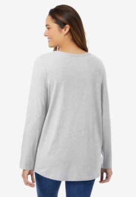 Plus Size Perfect Long-Sleeve V-Neck Tee