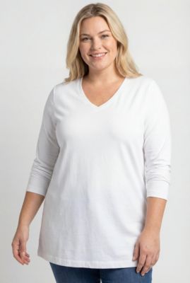 Plus Size Perfect Long-Sleeve V-Neck Tee