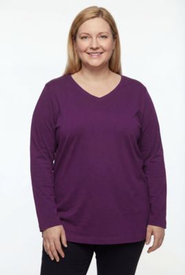 Plus Size Perfect Long-Sleeve V-Neck Tee