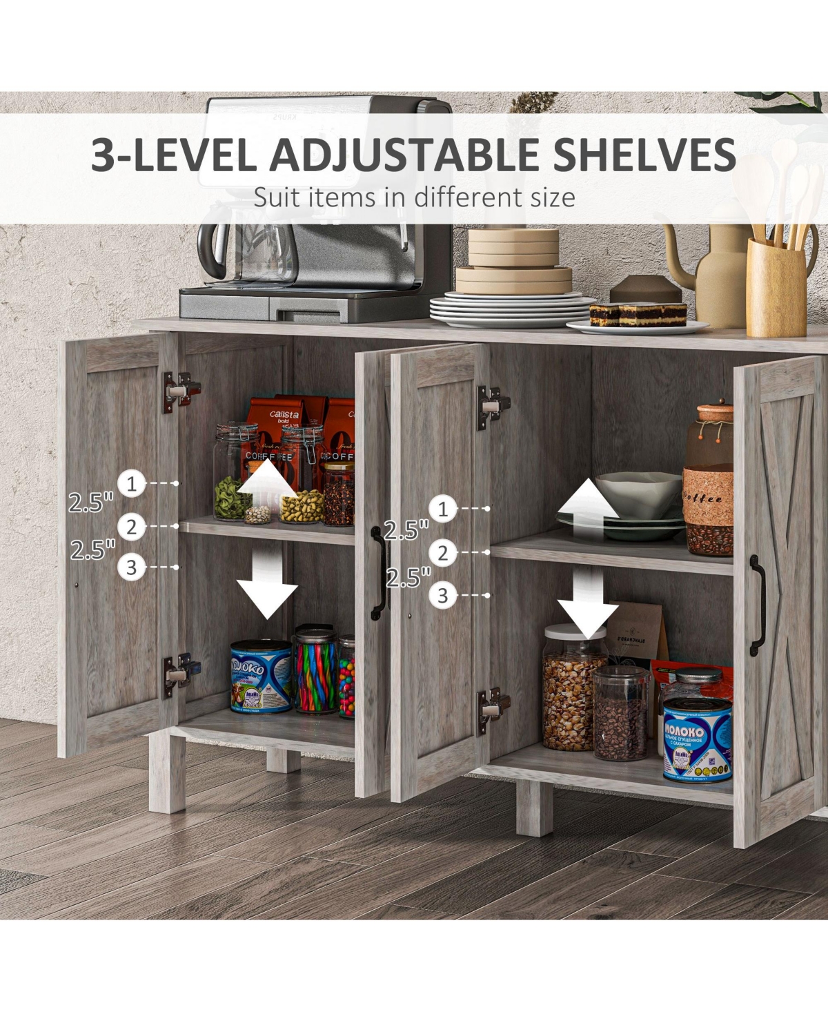 Homcom Buffet Sideboard, Bar Cabinet with Storage