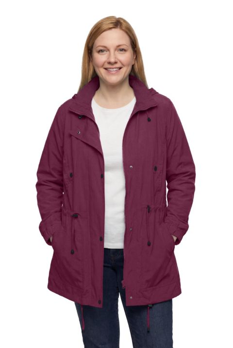Женская куртка Woman Within Plus Size Within Taslon Anorak with Removable Fleece Lining, цвет: Глубокий бордово-красный