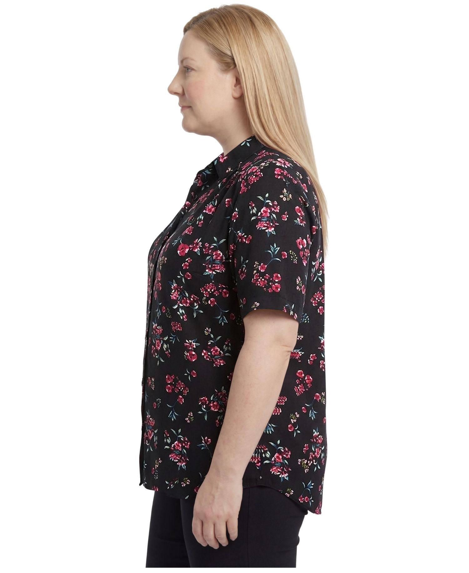 Plus Size No Iron Three-Quarter Sleeve Peachskin Shirt