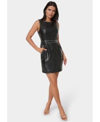 Women's Faux Leather Stud Seam Dress