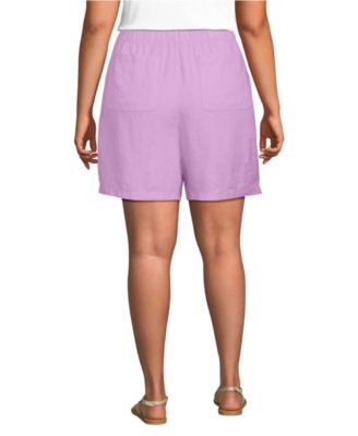 Women's Plus Size Linen High Rise Pull On 7" Shorts