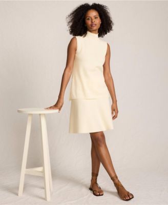 Women's Fine Gauge Cotton Sweater Above the Knee Circle Skirt