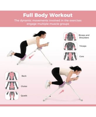 Adjustable Abdominal Trainer with Elbow Support Knee Protection and LCD Monitor