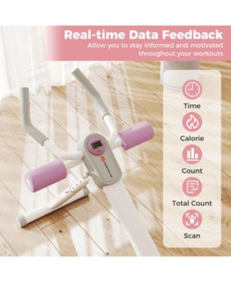 Adjustable Abdominal Trainer with Elbow Support Knee Protection and LCD Monitor