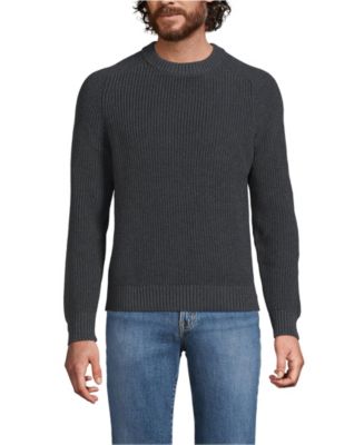 Lands' End Men's Cotton Drifter Saddle Crewneck Shaker Sweater