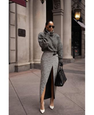 Women's Gisele Tweed Slit Skirt