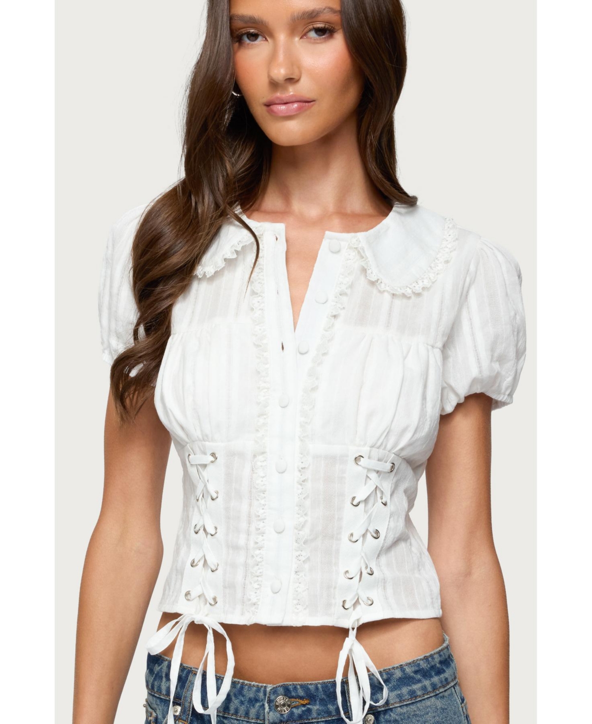 Edikted Women's Valera Cotton Tailored Button Up Shirt