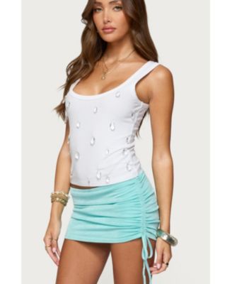 Women's Zelena Faux Crystal Ribbed Tank Top