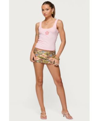 Women's Steffy Beaded Flower Ribbed Top