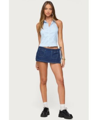 Womens Giselle Wrap Denim Mini Skort