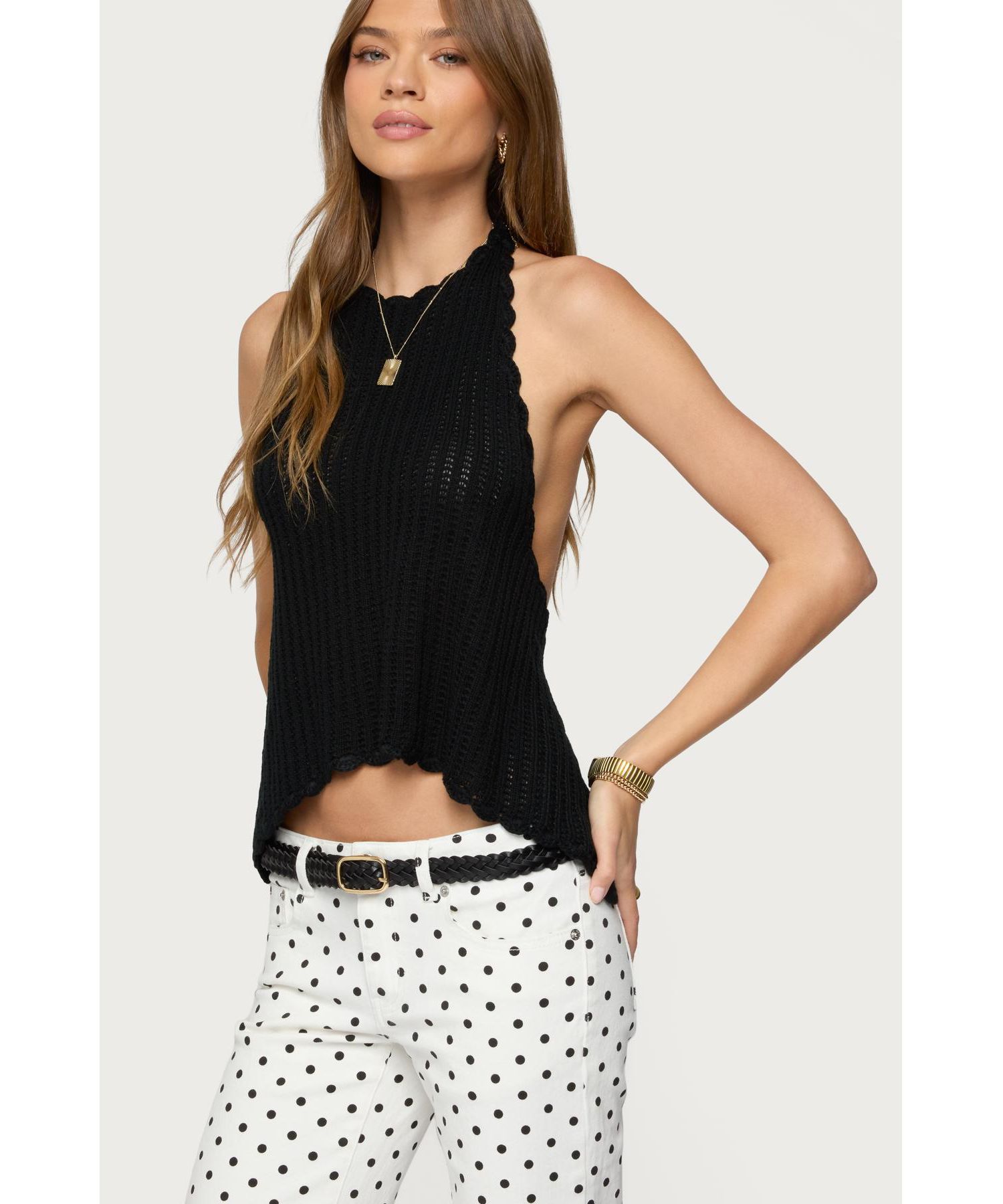 Women's Ivey Backless Crochet Halter Top