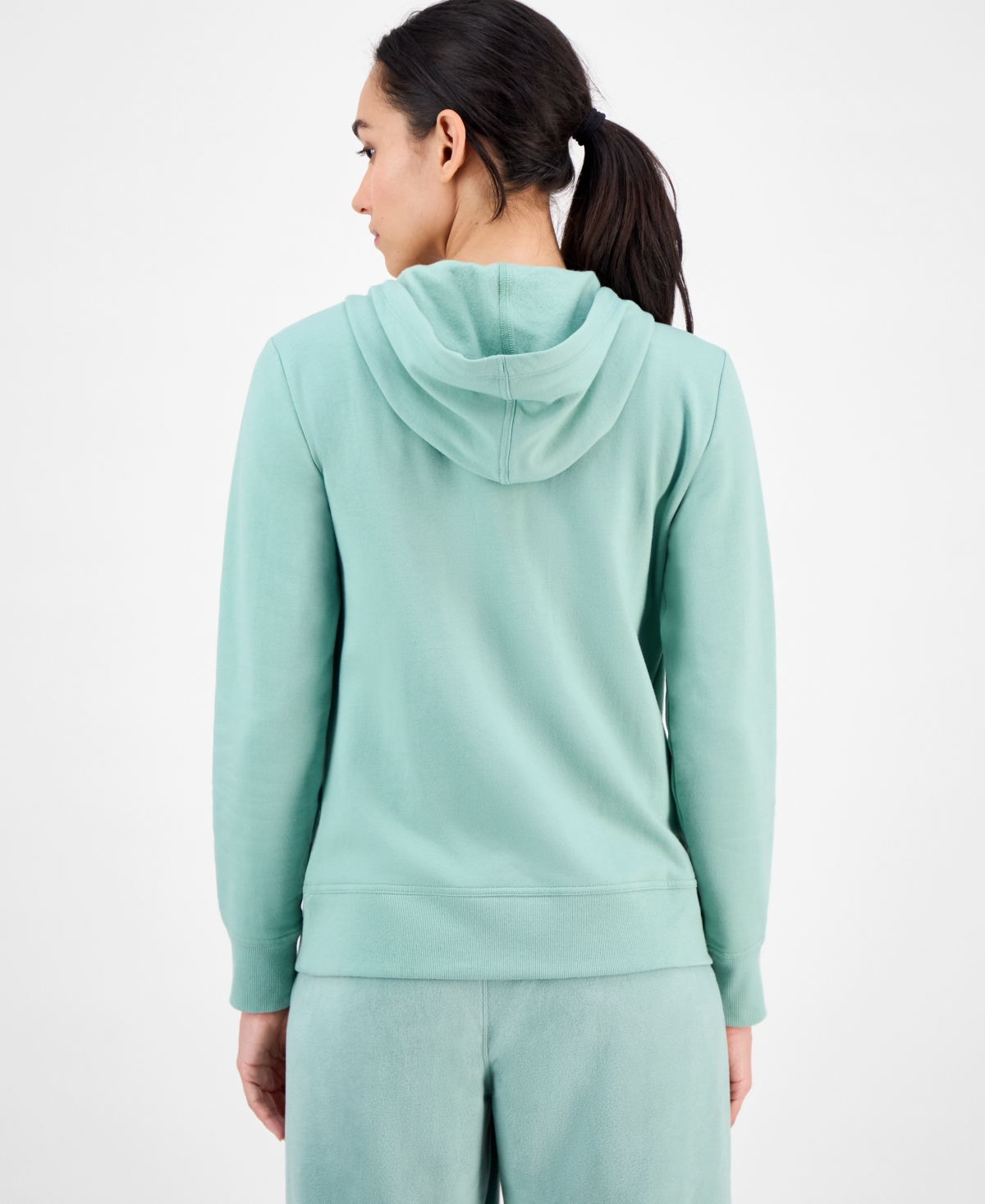 Id Ideology Women's Relaxed Zip-front Long-sleeve Fleece Hoodie, Created For Macy's In Green