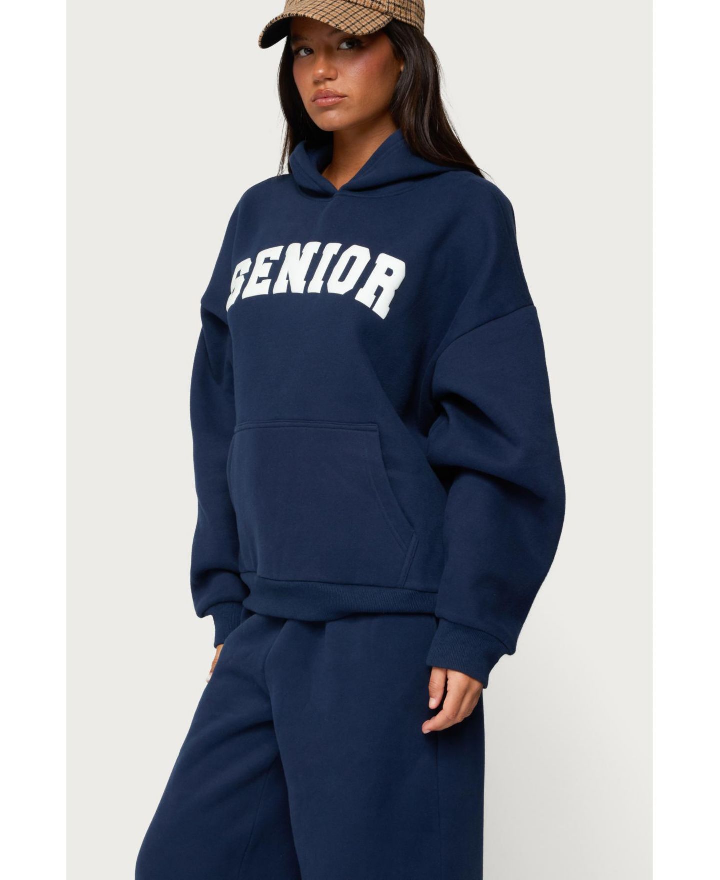 Женское худи Edikted Senior Girl Oversized, цвет: Тёмно-синий — фото 4