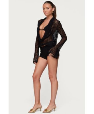 Women's Lera Lacey Sheer Mesh Top
